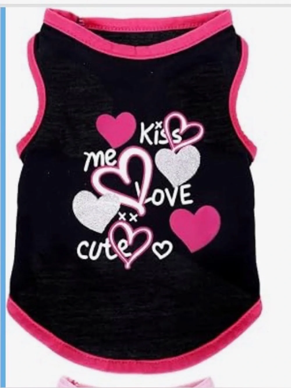Heart Graphic Tank - Black with Pink Trim pet clothing